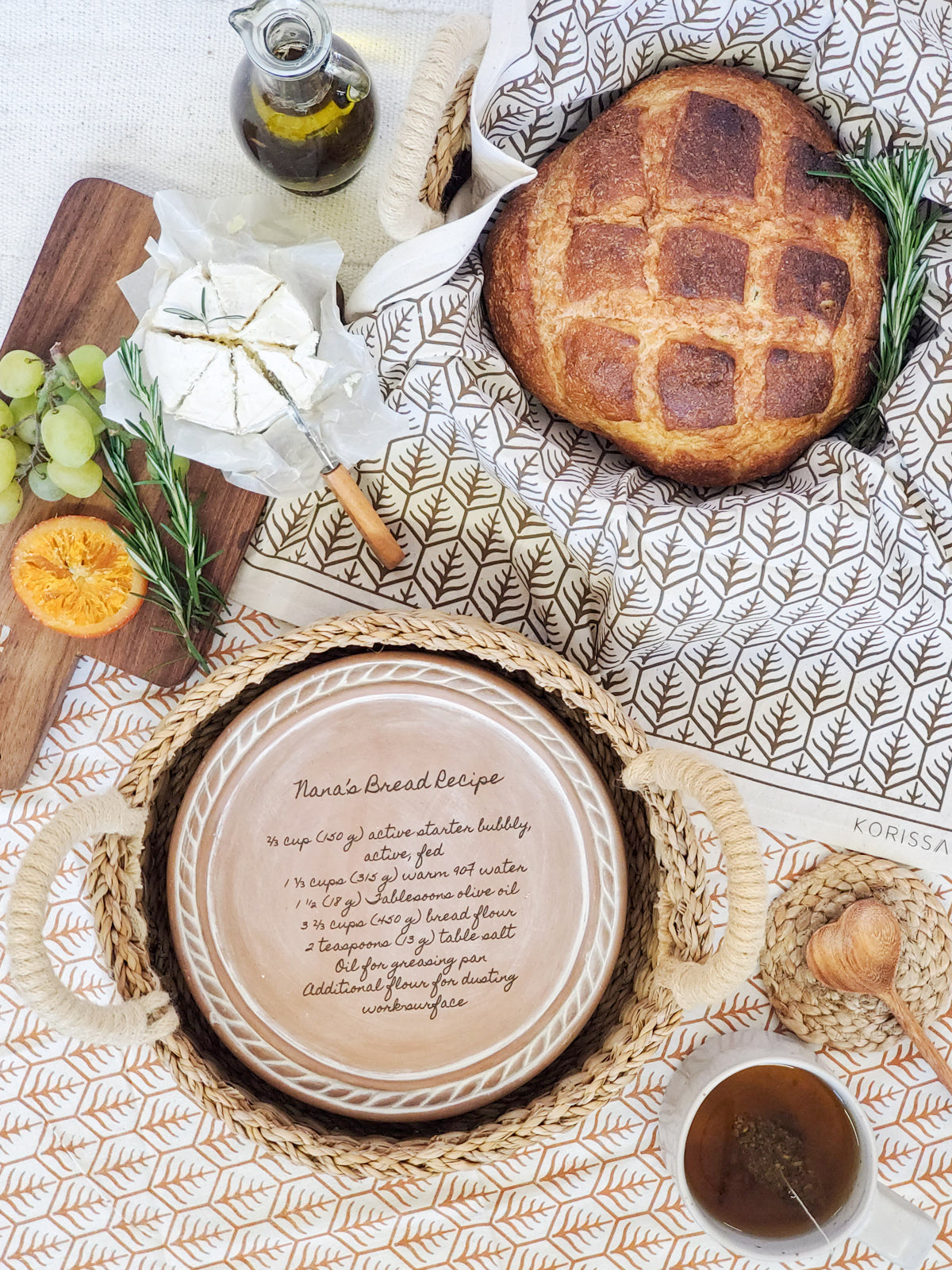 Personalized Bread Warmer & Basket - Recipe Round