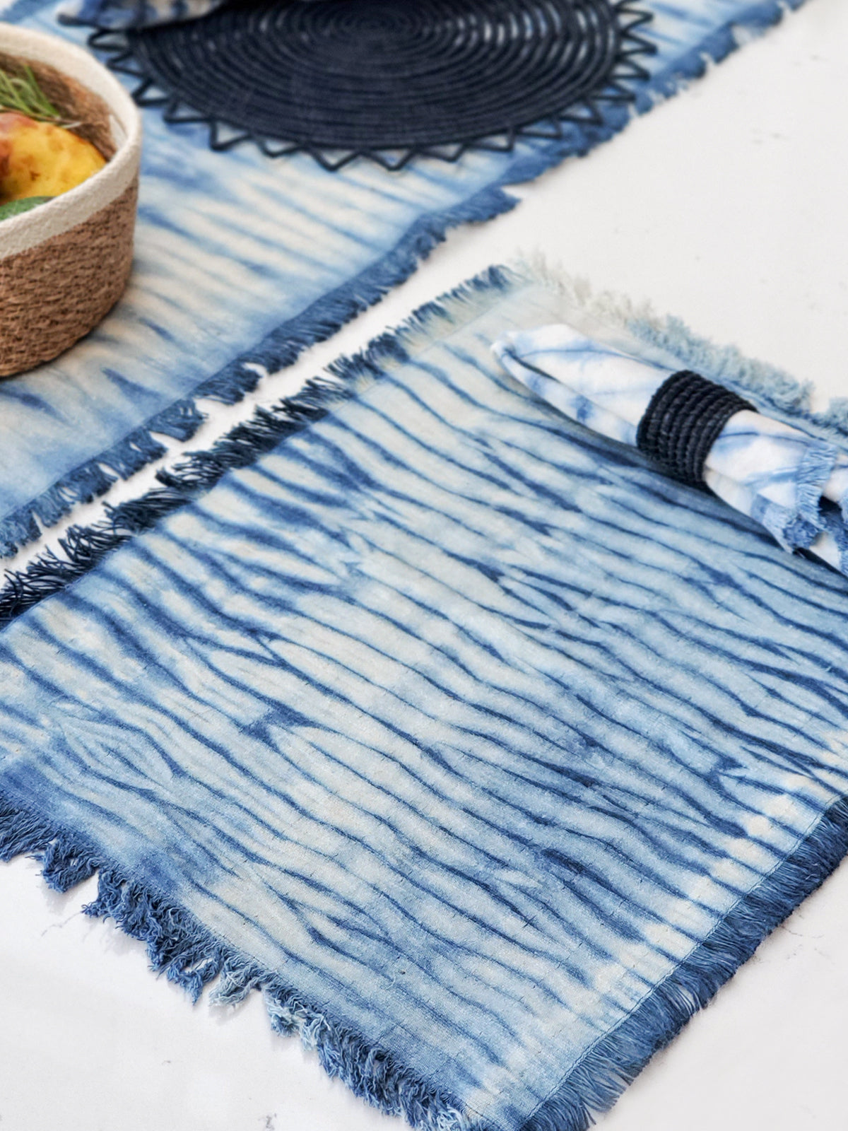 Tie Dye Cotton Placemat - Indigo Blue (Set of 4)